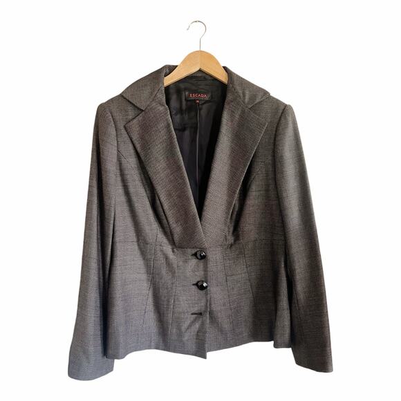 ESCADA Blazer Jacket Single Breasted Wool Career Slim Tailored 46 EUC - Picture 8 of 9